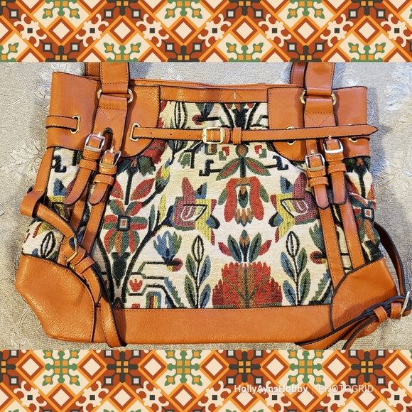 Imoshion Handbags - 📢 Large Floral Tapestry Top Handle Belted Satchel